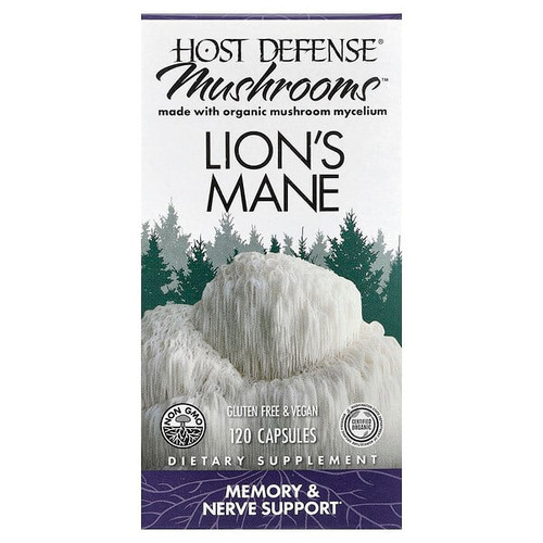 <img alt="Host Defense, Mushrooms, Lions Mane, 120 Capsules (0.5 g per Capsule)" title="Host Defense, Mushrooms, Lions Mane, 120 Capsules (0.5 g per Capsule),633422031637"