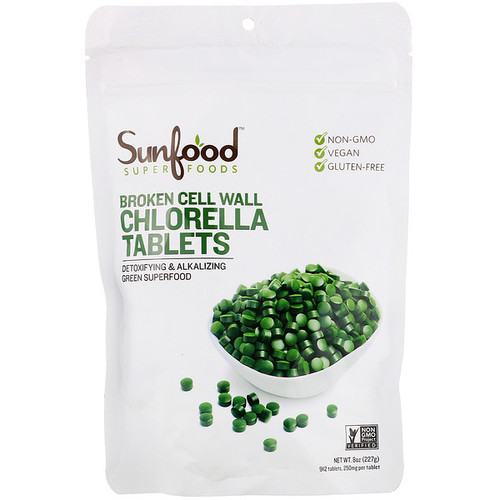 <img alt="Sunfood, Broken Cell Wall Chlorella Tablets, 250 mg, 912 Tablets, 8 oz (227 g)" title="Sunfood, Broken Cell Wall Chlorella Tablets, 250 mg, 912 Tablets, 8 oz (227 g),803813010644"
