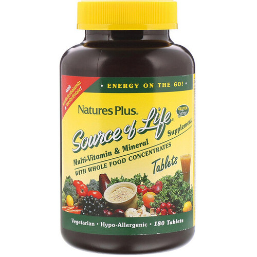 <img alt="Natures Plus, Source of Life, Multi-Vitamin & Mineral Supplement with Whole Food Concentrates, 180 Tablets" title="Natures Plus, Source of Life, Multi-Vitamin & Mineral Supplement with Whole Food Concentrates, 180 Tablets,097467030589"