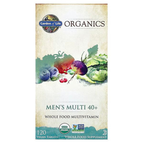 <img alt="Garden of Life, Organics, Mens Multi 40+, 120 Vegan Tablets" title="Garden of Life, Organics, Mens Multi 40+, 120 Vegan Tablets,658010117692"