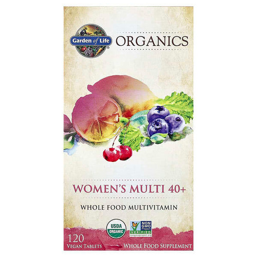 <img alt="Garden of Life, Organics, Womens Multi 40+, 120 Vegan Tablets" title="Garden of Life, Organics, Womens Multi 40+, 120 Vegan Tablets,658010117784"