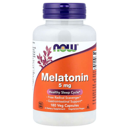 <img alt="NOW Foods, Melatonin, 5 mg, 180 Veg Capsules" title="NOW Foods, Melatonin, 5 mg, 180 Veg Capsules,733739035561"