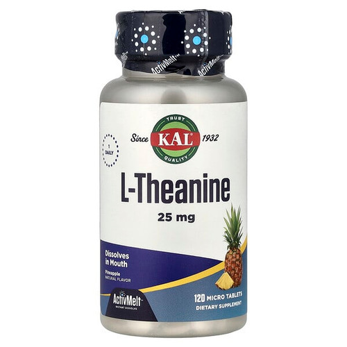<img alt="KAL, L-Theanine, Pineapple, 25 mg, 120 Micro Tablets" title="KAL, L-Theanine, Pineapple, 25 mg, 120 Micro Tablets,021245407577"