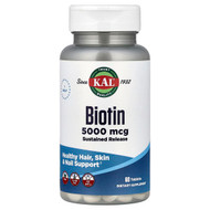 <img alt="KAL, Biotin, Sustained Release, 5,000 mcg, 60 Tablets" title="KAL, Biotin, Sustained Release, 5,000 mcg, 60 Tablets,021245536758"