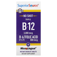 <img alt="Superior Source, Triple B-12, B-6, Folic Acid, 60 MicroLingual Instant Dissolve Tablets" title="Superior Source, Triple B-12, B-6, Folic Acid, 60 MicroLingual Instant Dissolve Tablets,076635910304"