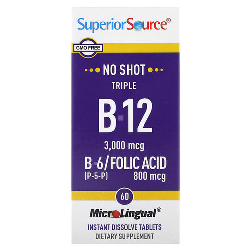<img alt="Superior Source, Triple B-12, B-6, Folic Acid, 60 MicroLingual Instant Dissolve Tablets" title="Superior Source, Triple B-12, B-6, Folic Acid, 60 MicroLingual Instant Dissolve Tablets,076635910304"