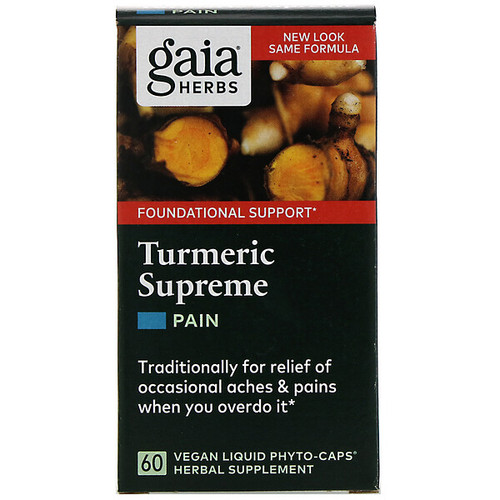 <img alt="Gaia Herbs, Turmeric Supreme, Pain, 60 Vegan Liquid Phyto-Caps" title="Gaia Herbs, Turmeric Supreme, Pain, 60 Vegan Liquid Phyto-Caps,751063146371"