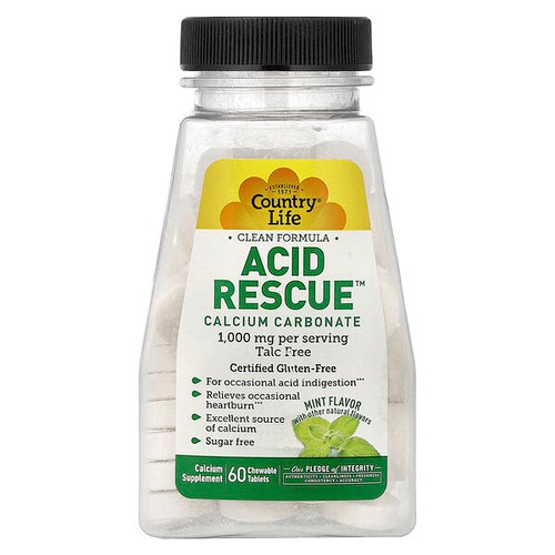 <img alt="Country Life, Acid Rescue, Calcium Carbonate, Mint, 60 Chewable Tablets" title="Country Life, Acid Rescue, Calcium Carbonate, Mint, 60 Chewable Tablets,015794053910"