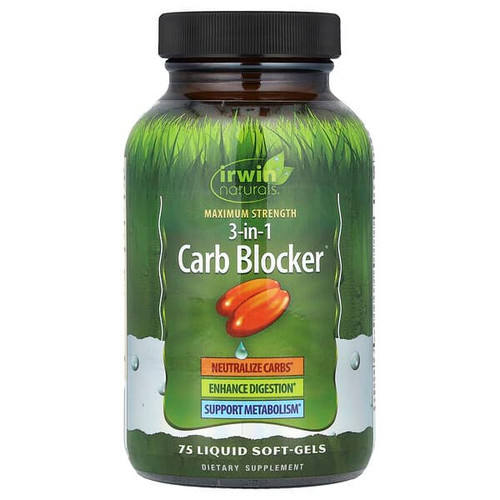 <img alt="Irwin Naturals, 3-In-1 Carb Blocker, Maximum Strength, 75 Liquid Soft-Gels" title="Irwin Naturals, 3-In-1 Carb Blocker, Maximum Strength, 75 Liquid Soft-Gels,710363263560"