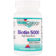 <img alt="Nutricology, Biotin 5000, 60 Vegetarian Capsules" title="Nutricology, Biotin 5000, 60 Vegetarian Capsules,713947503502"
