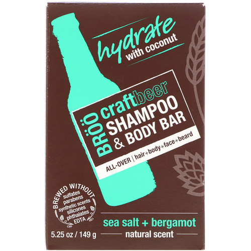 <img alt="BR????, Craft Beer Shampoo & Body Bar, Sea Salt & Bergamot, 5.25 oz (149 g)" title="BR????, Craft Beer Shampoo & Body Bar, Sea Salt & Bergamot, 5.25 oz (149 g),856252002602"