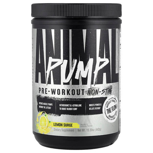 <img alt="Animal, Pump Pre-Workout, Non-Stim, Lemon Surge, 15.59 oz (442 g)" title="Animal, Pump Pre-Workout, Non-Stim, Lemon Surge, 15.59 oz (442 g),039442020048"