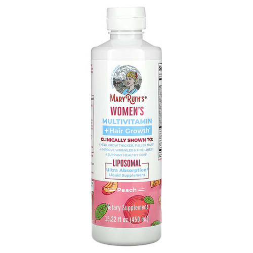 <img alt="MaryRuths, Womens Multivitamin + Hair Growth, Peach, 15.22 fl oz (450 ml)" title="MaryRuths, Womens Multivitamin + Hair Growth, Peach, 15.22 fl oz (450 ml),810104622349"