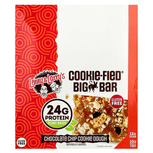 <img alt="Lenny & Larrys, Cookie-Fied Big Bar, Chocolate Chip Cookie Dough, 12 Bars, 3.17 oz (90 g) Each" title="Lenny & Larrys, Cookie-Fied Big Bar, Chocolate Chip Cookie Dough, 12 Bars, 3.17 oz (90 g) Each,787692363100"