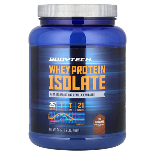 <img alt="BodyTech, Whey Protein Isolate, Rich Chocolate, 1.5 lbs (680 g)" title="BodyTech, Whey Protein Isolate, Rich Chocolate, 1.5 lbs (680 g),766536025312"