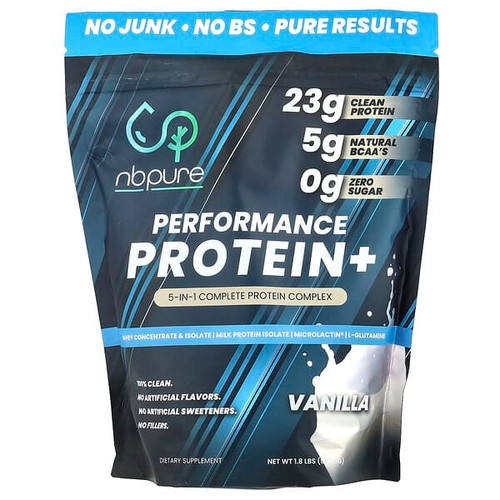 <img alt="NB Pure, Performance Protein+, Vanilla, 1.8 lbs (837.5 g)" title="NB Pure, Performance Protein+, Vanilla, 1.8 lbs (837.5 g),013886030511"