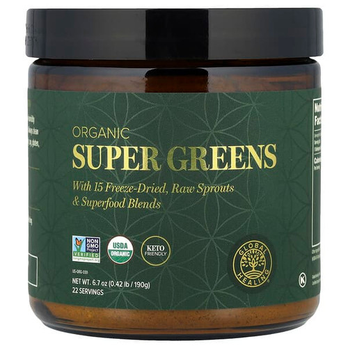 <img alt="Global Healing, Organic Super Greens, 6.7 oz (190 g)" title="Global Healing, Organic Super Greens, 6.7 oz (190 g),811839033592"
