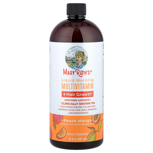 <img alt="MaryRuths, Liquid Morning Multivitamin + Hair Growth, Peach Mango, 30 fl oz (887 ml)" title="MaryRuths, Liquid Morning Multivitamin + Hair Growth, Peach Mango, 30 fl oz (887 ml),810104622370"