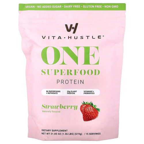 <img alt="VitaHustle, One Superfood Protein, Strawberry, 1.36 lbs (619 g)" title="VitaHustle, One Superfood Protein, Strawberry, 1.36 lbs (619 g),850047812254"