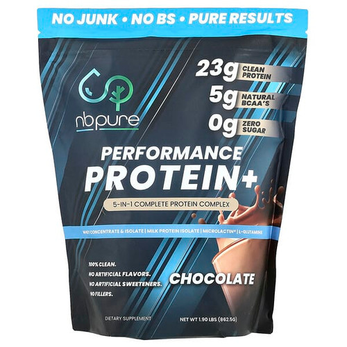 <img alt="NB Pure, Performance Protein+, Chocolate, 1.9 lbs (862.5 g)" title="NB Pure, Performance Protein+, Chocolate, 1.9 lbs (862.5 g),013886030528"