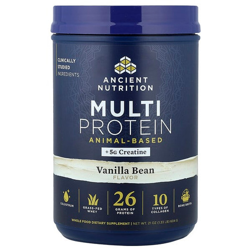 <img alt="Ancient Nutrition, Multi Protein + Creatine, Animal-Based, Vanilla Bean, 1.33 lb (604 g)" title="Ancient Nutrition, Multi Protein + Creatine, Animal-Based, Vanilla Bean, 1.33 lb (604 g),816401028907"