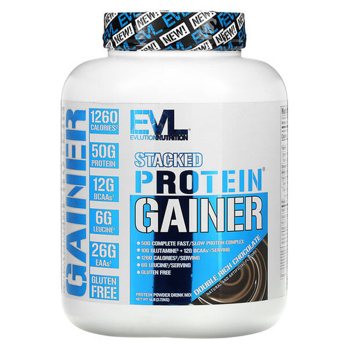 <img alt="EVLution Nutrition, Stacked Protein Gainer, Double Rich Chocolate, 6 lbs (2.72 kg)" title="EVLution Nutrition, Stacked Protein Gainer, Double Rich Chocolate, 6 lbs (2.72 kg),818901023406"