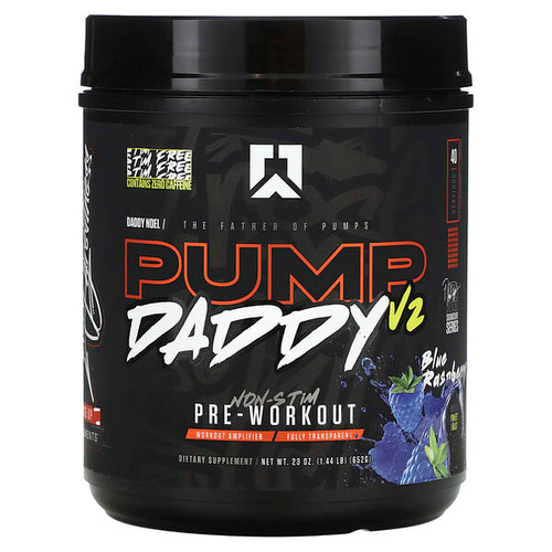 <img alt="RYSE, Pump Daddy V2, Non-Stim Pre-Workout, Blue Raspberry, 1.44 lb (652 g)" title="RYSE, Pump Daddy V2, Non-Stim Pre-Workout, Blue Raspberry, 1.44 lb (652 g),850041914640"