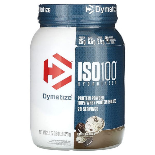 <img alt="Dymatize, ISO100 Hydrolyzed, 100% Whey Protein Isolate, Cookies & Cream, 1.36 lb (620 g)" title="Dymatize, ISO100 Hydrolyzed, 100% Whey Protein Isolate, Cookies & Cream, 1.36 lb (620 g),705016600359"