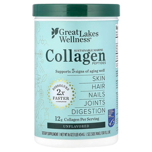<img alt="Great Lakes Wellness, Sustainable Marine Collagen Peptides, Unflavored, 16 oz (454 g)" title="Great Lakes Wellness, Sustainable Marine Collagen Peptides, Unflavored, 16 oz (454 g),322654000039"