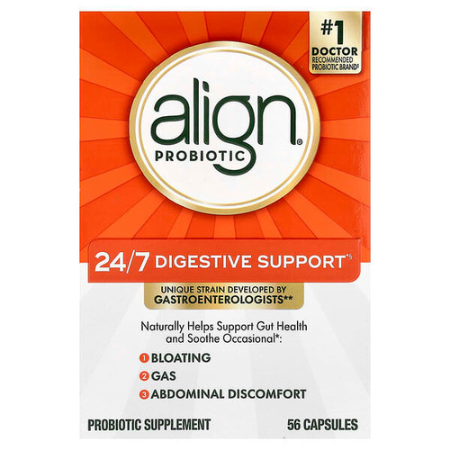 <img alt="Align Probiotics, 24-7 Digestive Support, Probiotic Supplement, 56 Capsules (10 per Capsule)" title="Align Probiotics, 24-7 Digestive Support, Probiotic Supplement, 56 Capsules (10 per Capsule),037000939535"
