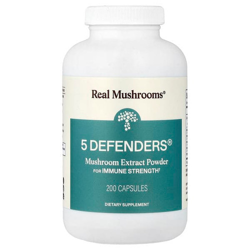 <img alt="Real Mushrooms, 5 Defenders, Mushroom Extract Powder, 200 Capsules" title="Real Mushrooms, 5 Defenders, Mushroom Extract Powder, 200 Capsules,628110068231"