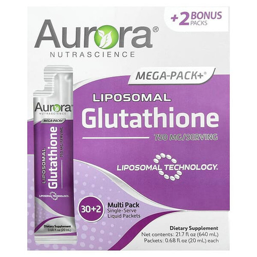 <img alt="Aurora Nutrascience, Mega-Pack+, Liposomal Glutathione, 32 Packets, 0.68 fl oz (20 ml) Each" title="Aurora Nutrascience, Mega-Pack+, Liposomal Glutathione, 32 Packets, 0.68 fl oz (20 ml) Each,628504648186"