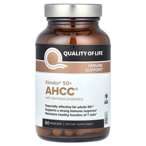 <img alt="Quality of Life, Kinoko 50+ AHCC with Sterilized Probiotics, 60 Vegicaps" title="Quality of Life, Kinoko 50+ AHCC with Sterilized Probiotics, 60 Vegicaps,812259003707"