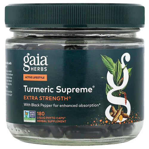 <img alt="Gaia Herbs, Turmeric Supreme, 180 Liquid Phyto-Caps" title="Gaia Herbs, Turmeric Supreme, 180 Liquid Phyto-Caps,751063152594"