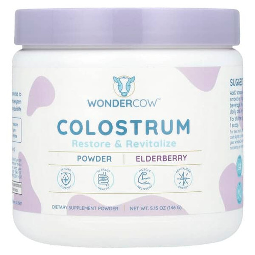 <img alt="Wondercow, Colostrum Powder, Elderberry, 5.15 o (146 g)" title="Wondercow, Colostrum Powder, Elderberry, 5.15 o (146 g),860009461925"