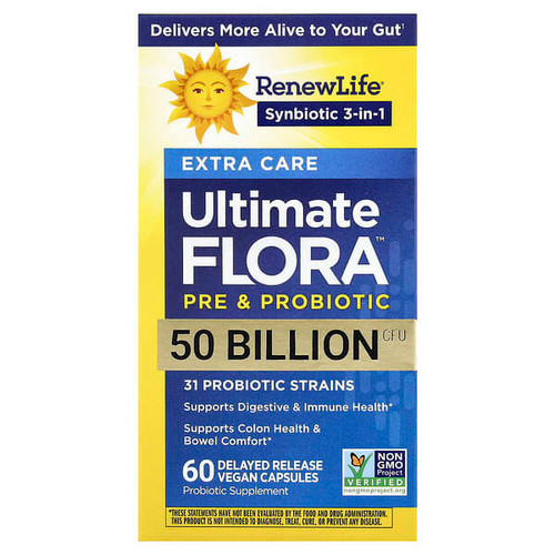 <img alt="Renew Life, Extra Care Ultimate Flora Probiotic, 50 Billion CFU, 60 Delayed Release Vegan Capsules" title="Renew Life, Extra Care Ultimate Flora Probiotic, 50 Billion CFU, 60 Delayed Release Vegan Capsules,631257121080"