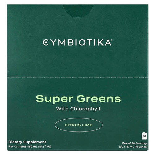 <img alt="Cymbiotika, Super Greens, With Chlorophyll, Citrus Lime, 30 Pouches, 15 ml Each" title="Cymbiotika, Super Greens, With Chlorophyll, Citrus Lime, 30 Pouches, 15 ml Each,850025187152"