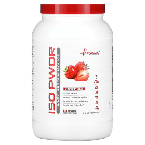 <img alt="Metabolic Nutrition, ISOpwdr, Whey Protein Isolate, Strawberry Cream, 3.04 lb (1,380 g)" title="Metabolic Nutrition, ISOpwdr, Whey Protein Isolate, Strawberry Cream, 3.04 lb (1,380 g),764779133061"
