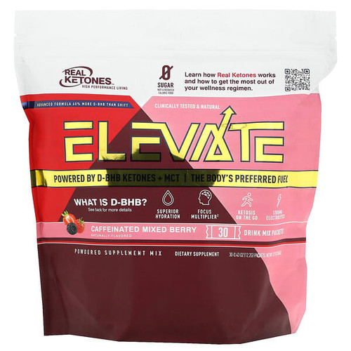 <img alt="Real Ketones, Elevate, Caffeinated Mixed Berry, 30 Drink Mix Packets,  0.43 oz (12.2 g) Each" title="Real Ketones, Elevate, Caffeinated Mixed Berry, 30 Drink Mix Packets,  0.43 oz (12.2 g) Each,850024264540"