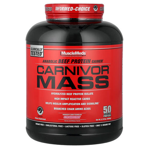 <img alt="MuscleMeds, Carnivor Mass, Anabolic Beef Protein Gainer, Strawberry, 5.79 lbs (2,628 g)" title="MuscleMeds, Carnivor Mass, Anabolic Beef Protein Gainer, Strawberry, 5.79 lbs (2,628 g),891597004058"
