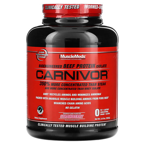 <img alt="MuscleMeds, Carnivor, Bioengineered Beef Protein Isolate, Strawberry, 3.6 lbs (1,652 g)" title="MuscleMeds, Carnivor, Bioengineered Beef Protein Isolate, Strawberry, 3.6 lbs (1,652 g),891597003778"