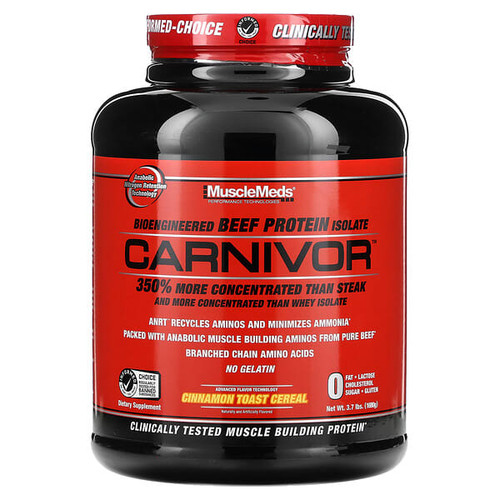<img alt="MuscleMeds, Carnivor, Bioengineered Beef Protein Isolate, Cinnamon Toast Cereal, 3.7 lbs (1,680 g)" title="MuscleMeds, Carnivor, Bioengineered Beef Protein Isolate, Cinnamon Toast Cereal, 3.7 lbs (1,680 g),891597006243"