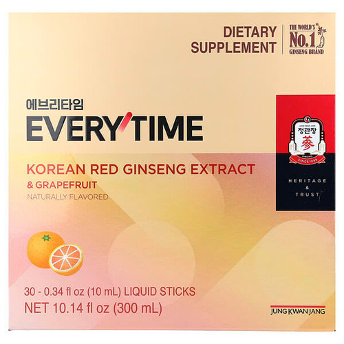 <img alt="JungKwanJang, Korean Red Ginseng Extract, Everytime, Grapefruit, 30 Liquid Sticks, 0.34 fl oz (10 ml) Each" title="JungKwanJang, Korean Red Ginseng Extract, Everytime, Grapefruit, 30 Liquid Sticks, 0.34 fl oz (10 ml) Each,819079014708"
