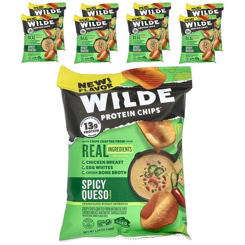 <img alt="Wilde Brands, Protein Chips, Spicy Queso, 8 Bags, 1.34 oz (38 g) Each" title="Wilde Brands, Protein Chips, Spicy Queso, 8 Bags, 1.34 oz (38 g) Each,856802008535"