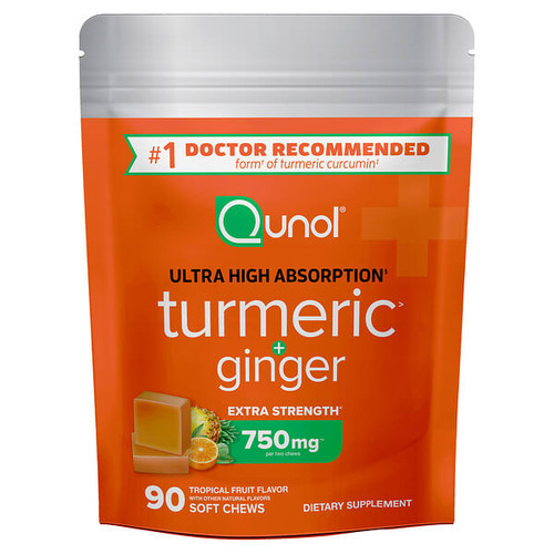 <img alt="Qunol, Turmeric + Ginger, Tropical Fruit, 90 Soft Chews" title="Qunol, Turmeric + Ginger, Tropical Fruit, 90 Soft Chews,850052593322"