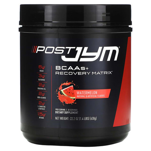 <img alt="JYM Supplement Science, Post JYM, BCAAs + Recovery Matrix, Watermelon, 1.4 lbs (630 g)" title="JYM Supplement Science, Post JYM, BCAAs + Recovery Matrix, Watermelon, 1.4 lbs (630 g),817047020904"