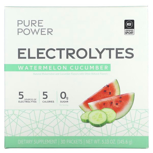 <img alt="Dr. Mercola, Pure Power, Electrolytes, Watermelon Cucumber, 30 Packets, 5.13 oz (145.6 g)" title="Dr. Mercola, Pure Power, Electrolytes, Watermelon Cucumber, 30 Packets, 5.13 oz (145.6 g),810487039611"