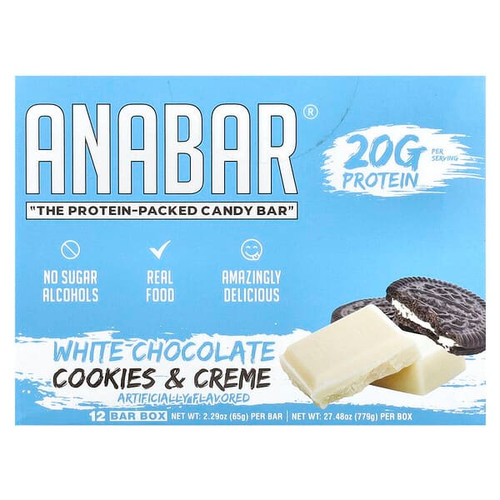 <img alt="The Anabar, The Protein-Packed Candy Bar, White Chocolate Cookies & Cream, 12 Bars, 2.29 oz (65 g) Each" title="The Anabar, The Protein-Packed Candy Bar, White Chocolate Cookies & Cream, 12 Bars, 2.29 oz (65 g) Each,787790878254"