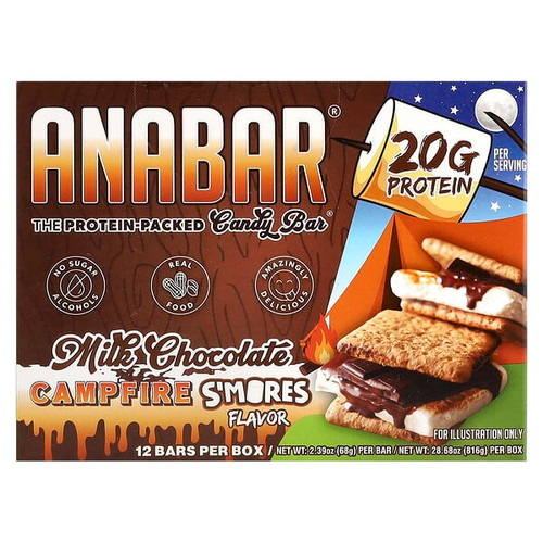 <img alt="The Anabar, The Protein-Packed Candy Bar, Milk Chocolate Campfire SMores, 12 Bars, 2.39 oz (68 g) Each" title="The Anabar, The Protein-Packed Candy Bar, Milk Chocolate Campfire SMores, 12 Bars, 2.39 oz (68 g) Each,793888193543"