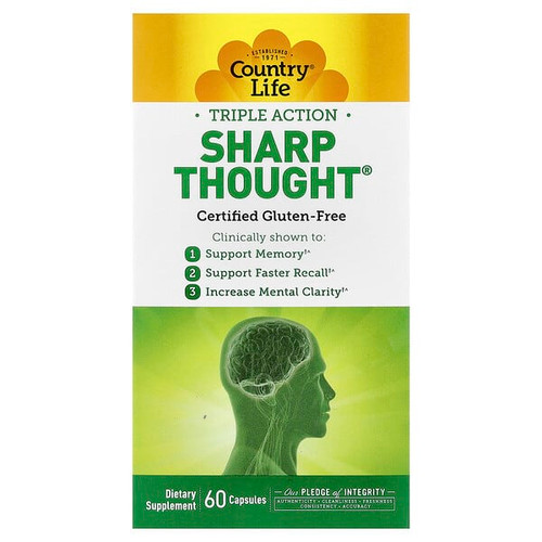 <img alt="Country Life, Sharp Thought, Triple Action, 60 Capsules" title="Country Life, Sharp Thought, Triple Action, 60 Capsules,015794049487"
